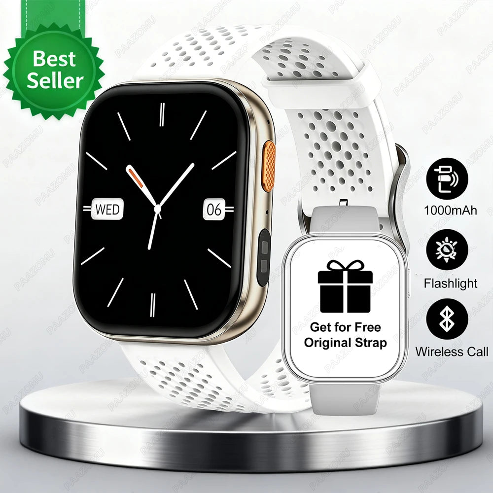 New 1000mAh Battery Smart Watches Men Heart Rate Sleep Monitor Bluetooth Call IP68 Waterproof Smartwatch Women For Android iOS