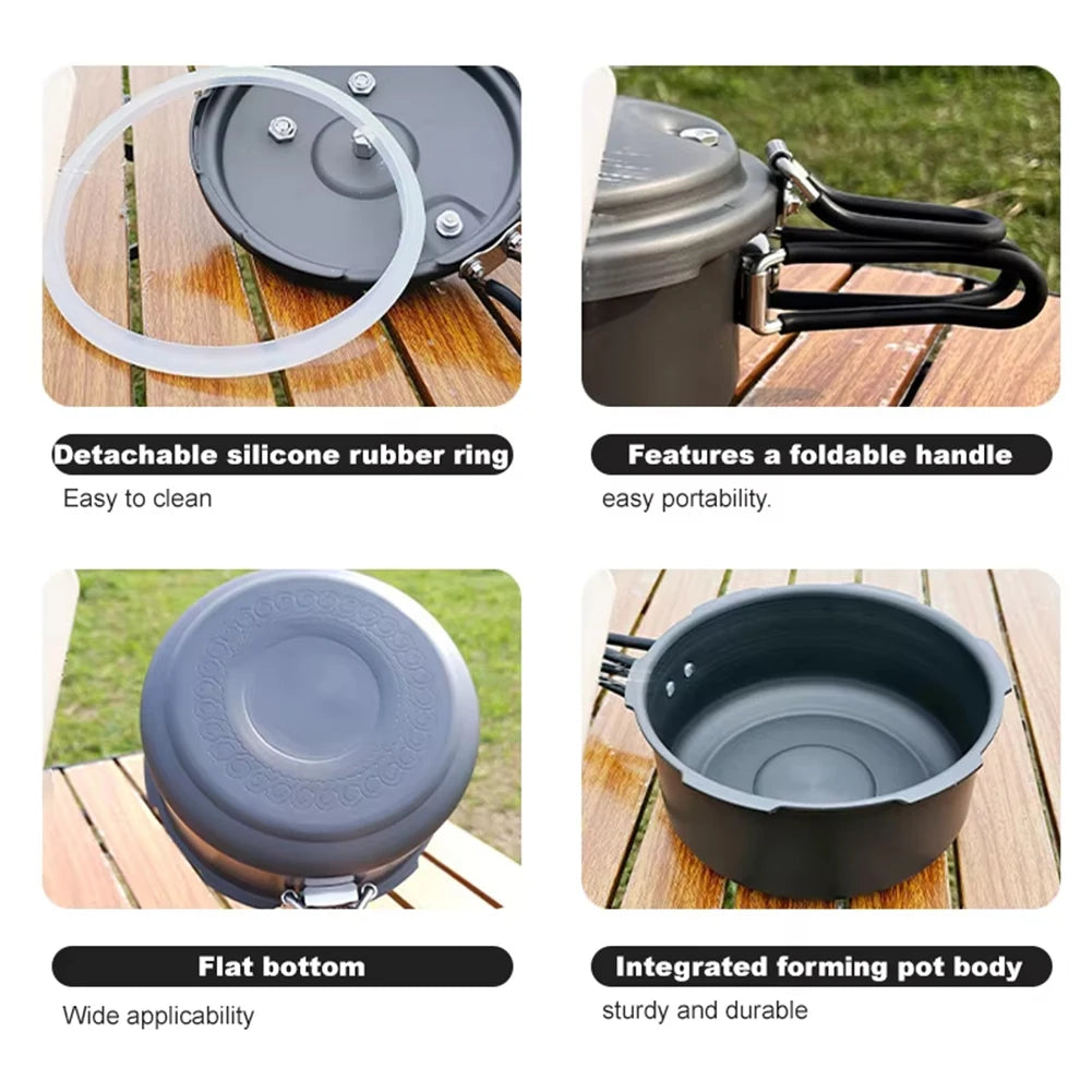 Gray pressure cooker with detachable silicone sealing ring and folded handle design