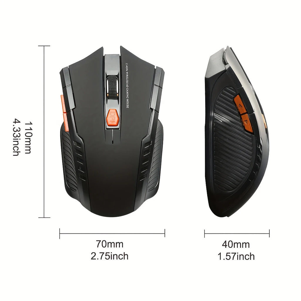2.4G Wireless Mouse for Laptop Gamer Ergonomic Computer Mouse Wireless with USB Receiver 1600DPI 6 Buttons Portable Optical Mice