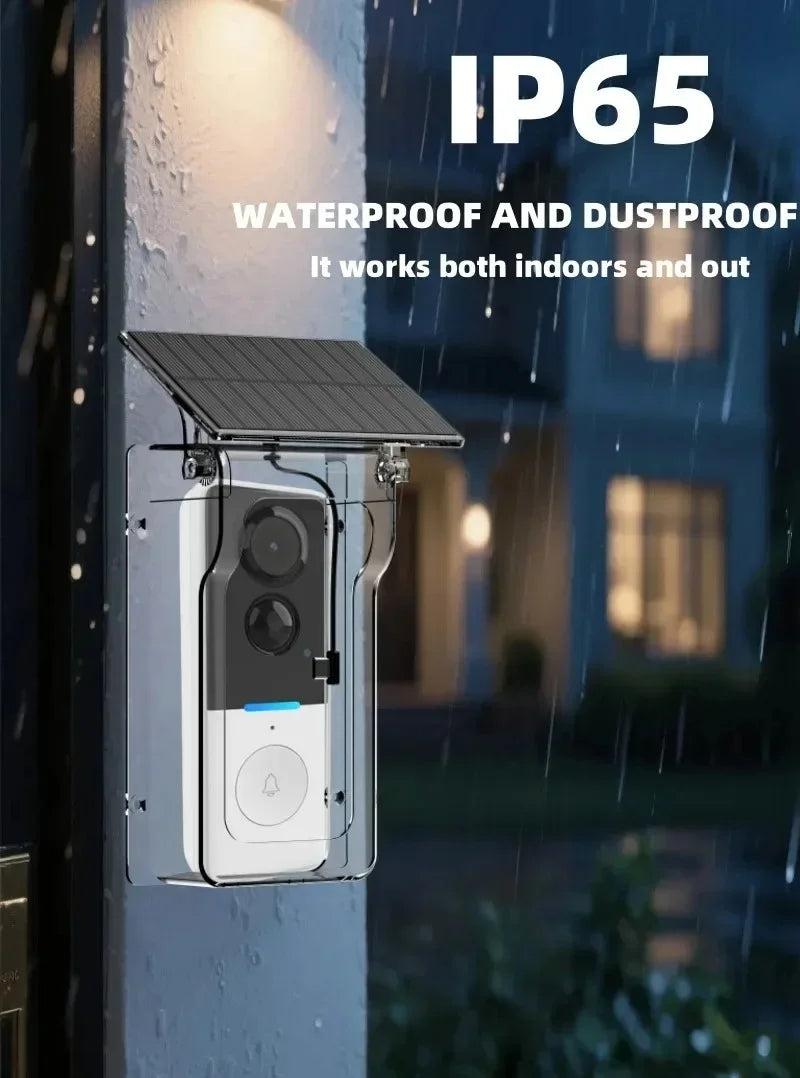 Tuya Outdoor Wireless Doorbell Solar Rain Cover Waterproof WiFi Door Bell Camera Motion Detection Two-way Audio Video Intercom