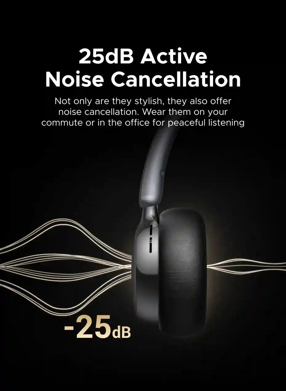 Active Noise Cancelling Wireless Headphones - Over-Ear Studio Monitor Tidesmit