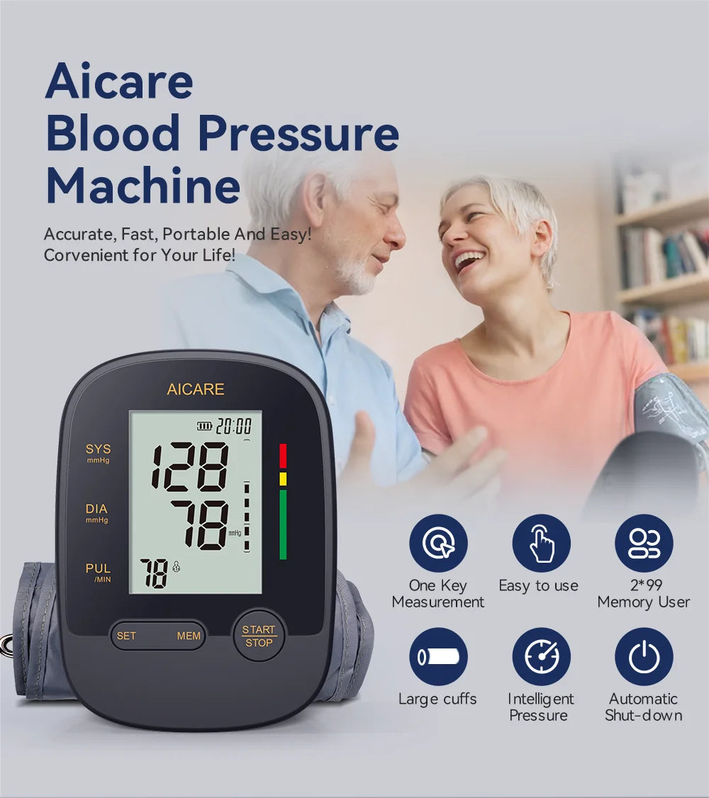 Aicare Digital Blood Pressure Monitor Medical Upper Arm Sphygmomanometer Automatic Tensiometer‌ Blood Pressure Meter 2 Users
