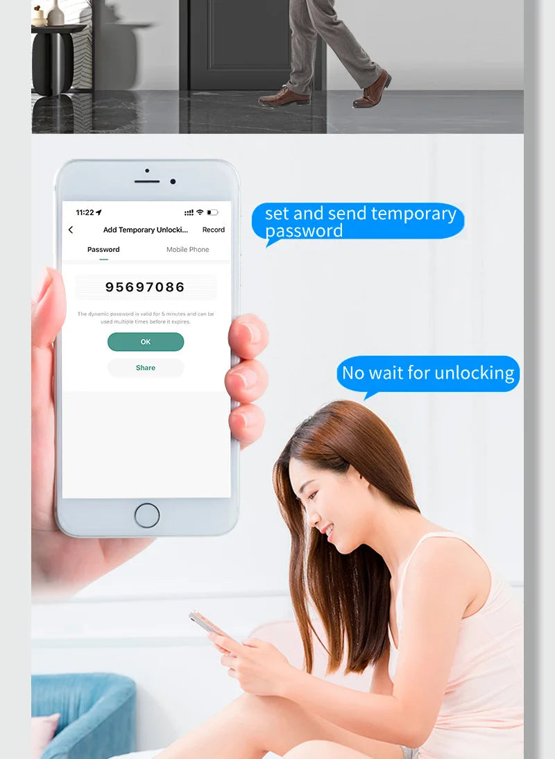 New Biometric Digital Electronic Smart Door Lock With Camera Fingerprint Tuya Wifi Smart Card Password Key Unlock