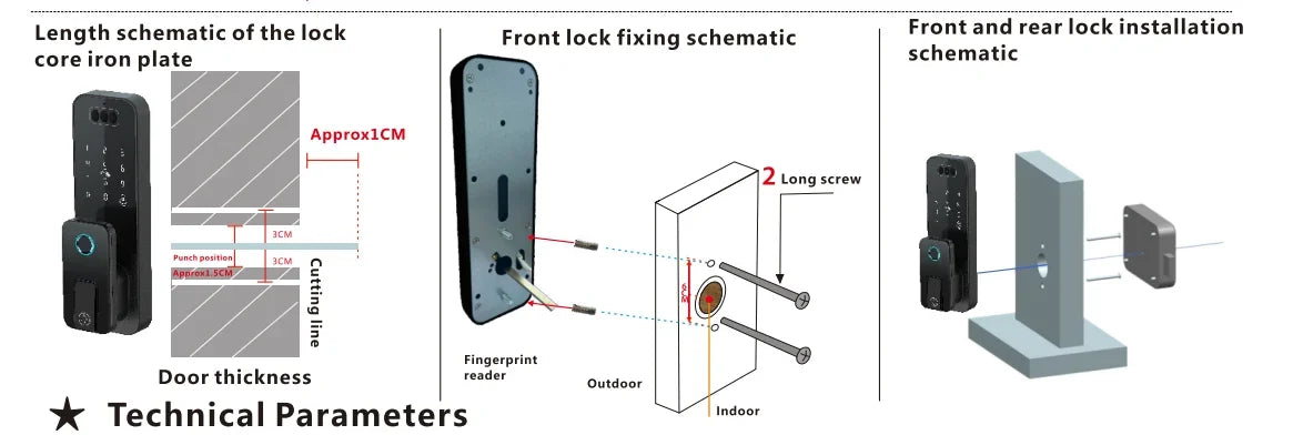 Outdoor Waterproof 3D Face Recognition Palm Scan Fingerprint Gate Lock Tuya Wifi App Password Digital Rechargeable Smart Lock
