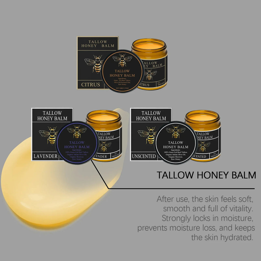 Tallow Honey Balm Firming Nourishing & Hydrating Skin Care Smoothing Soothe Skin Improves Elasticity Tallow Honey Moisturizer