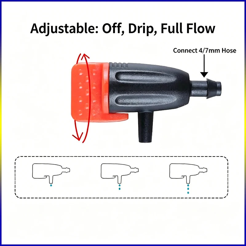 DIY Micro Irrigation Kit 4/7mm PVC Hose PP Adjustable Flow Dripper + Fixing Ground Stake Home Potted Garden Watering System Part