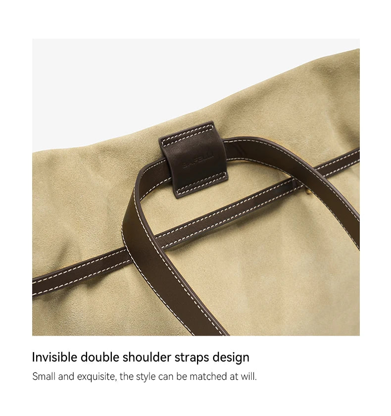 2026 ﻿Genuine Suede Women's Bag Large Capacity Crossbody Underarm Tote for Commuting Multi-functional BAFELLI Hobo Bag