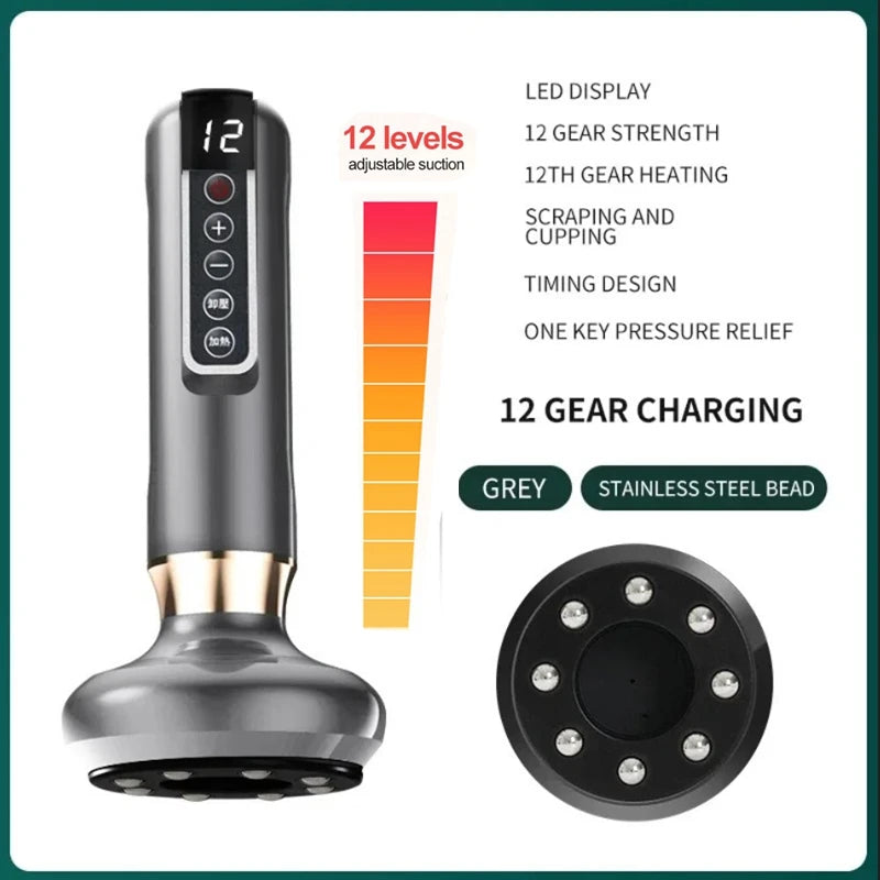 Electric Cupping Massager with Infrared Heat for Targeted Muscle Recovery Relaxation Treatment A15-grey China Mainland