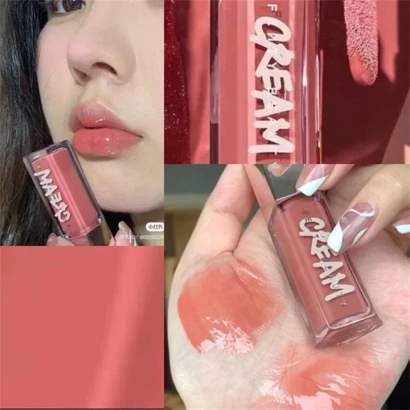 Tidesmit transparent glitter lip plumper liquid lipstick swatch for a moisten shine finish in face makeup