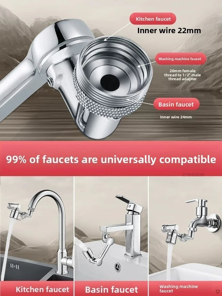 Robotic Arm Universal Faucet Extender Rotatable Nozzle Washbasin Multi-functional Universal Connector Splash-proof Artifact