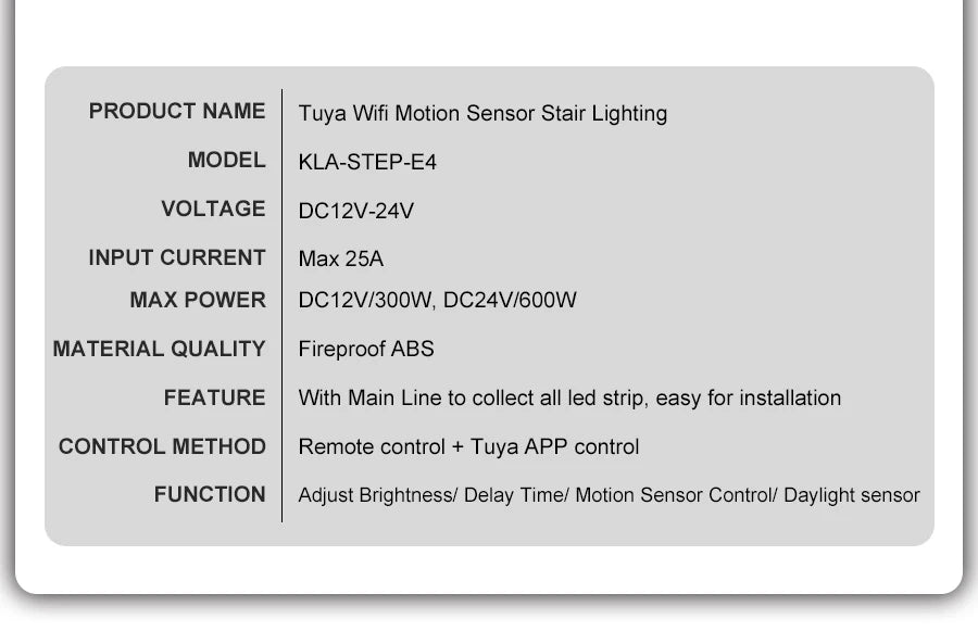 5-30 Steps New Tuya Wifi Staircase Light Kit Motion Sensor Wall Switch Remote APP Control Stair LED Strip Full Set STEP-E4