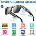 Smart Glasses with AI Camera and 1080P HD Bluetooth Audio Black Tidesmit