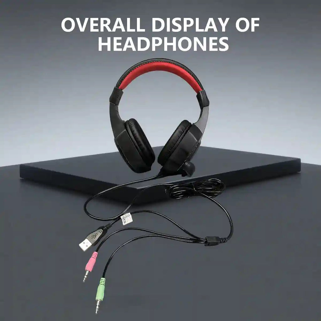 Wired Gaming Headset with RGB Audio - Black and Red Over-Ear Design Tidesmit