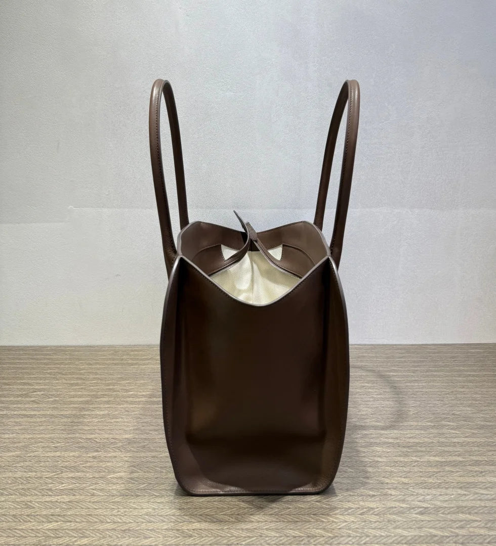 2026 high-quality genuine leather Marlo 12 inch 14 inch saddle leather tote bag, women's shoulder bag, high-end leather texture,