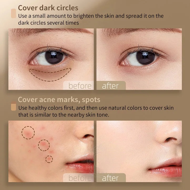 Tidesmit 3-Color Concealer Palette for dark circles and face makeup texture close-up