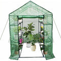 Walk-in Greenhouse for Outdoors,  Green Plant Greenhouse with 8 Shelves, Steel Frame, PE Cover, Roll-Up Zipper Door