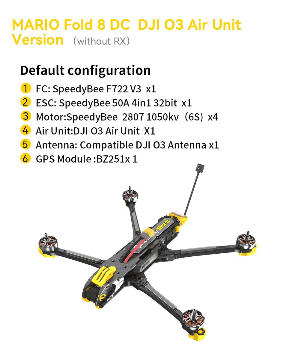 SpeedyBee Mario Fold 8 Long Range GPS Camera Drone - Foldable Power Kit Tidesmit