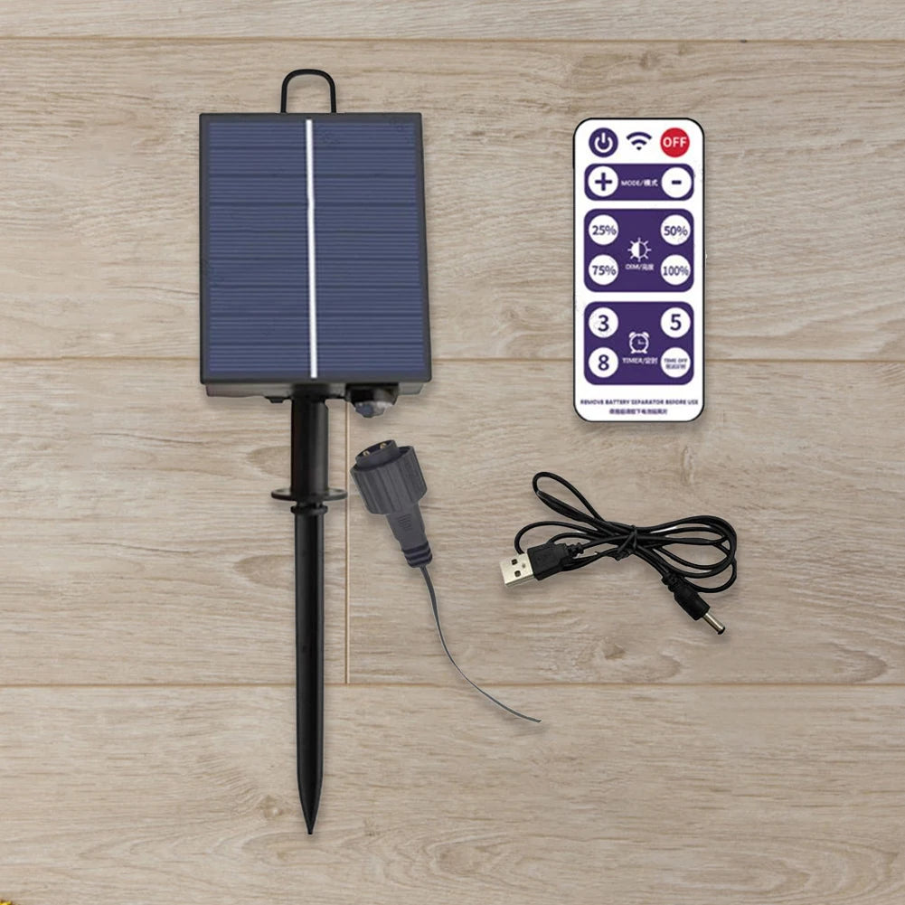 Solar Battery Box LED String Lamp Solar Panel Controller with Remote Garden Street Path Camping Light Decoration