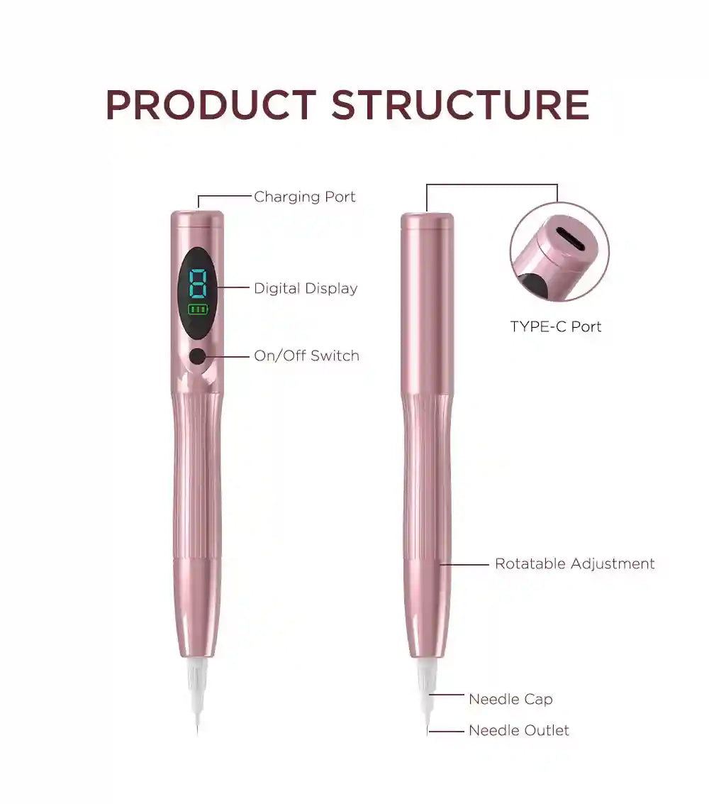 Wireless PMU Machine for Lips & Eyebrows - Professional Pink Device Permanent Makeup Machines Tidesmit