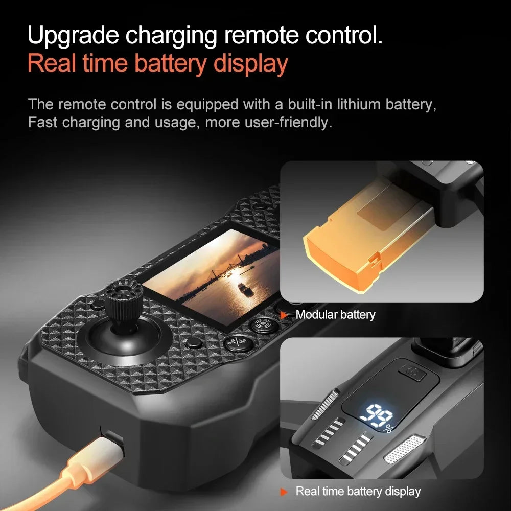 8K Camera Drone with FPV Screen Remote Control - Black Tidesmit