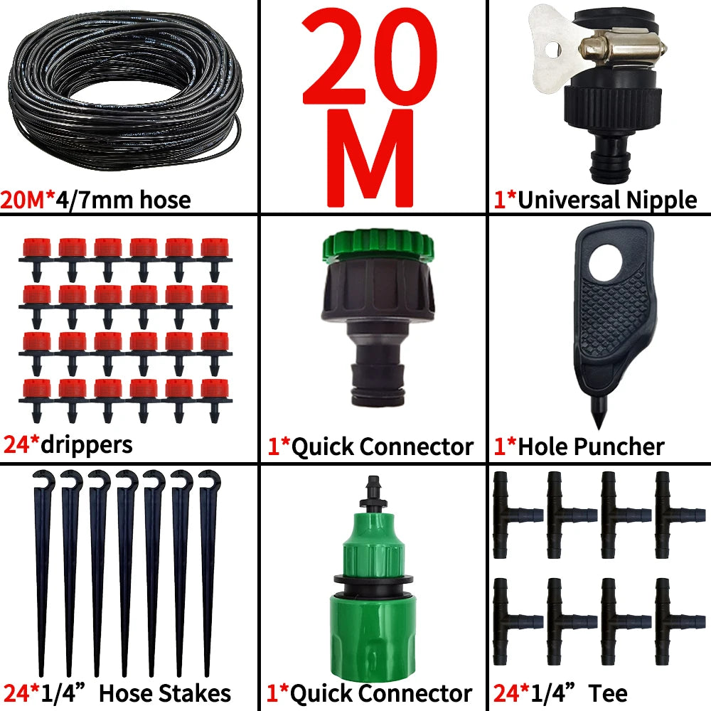 OASIS 5M-25M DIY Drip Irrigation System Automatic Watering Garden Hose Micro Drip Garden Watering Kits with Adjustable Drippers