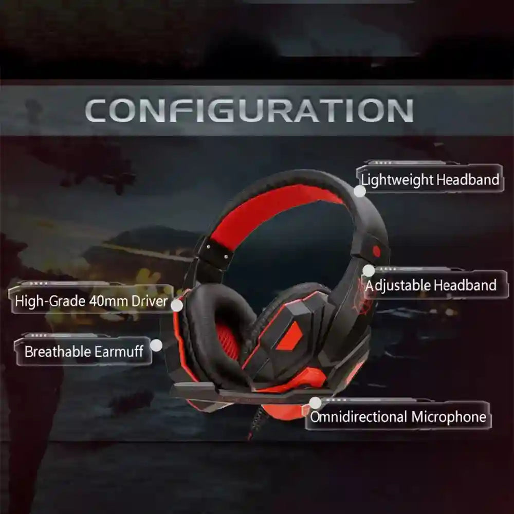 Wired Gaming Headphones with Microphone - Over-Ear PC Headset Tidesmit