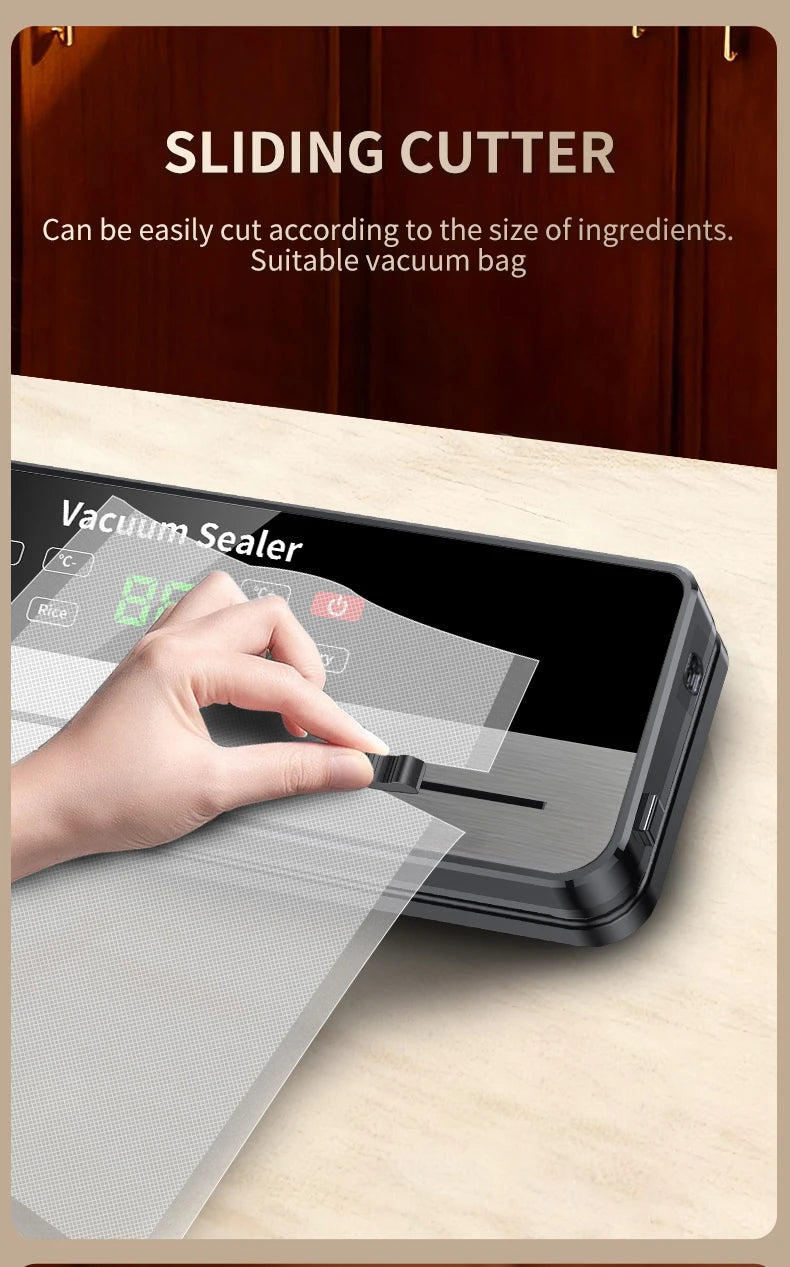 Portable Vacuum Sealer with Strong Suction & USB Wireless Charging | Dry/Wet Food Sealing for Kitchen
