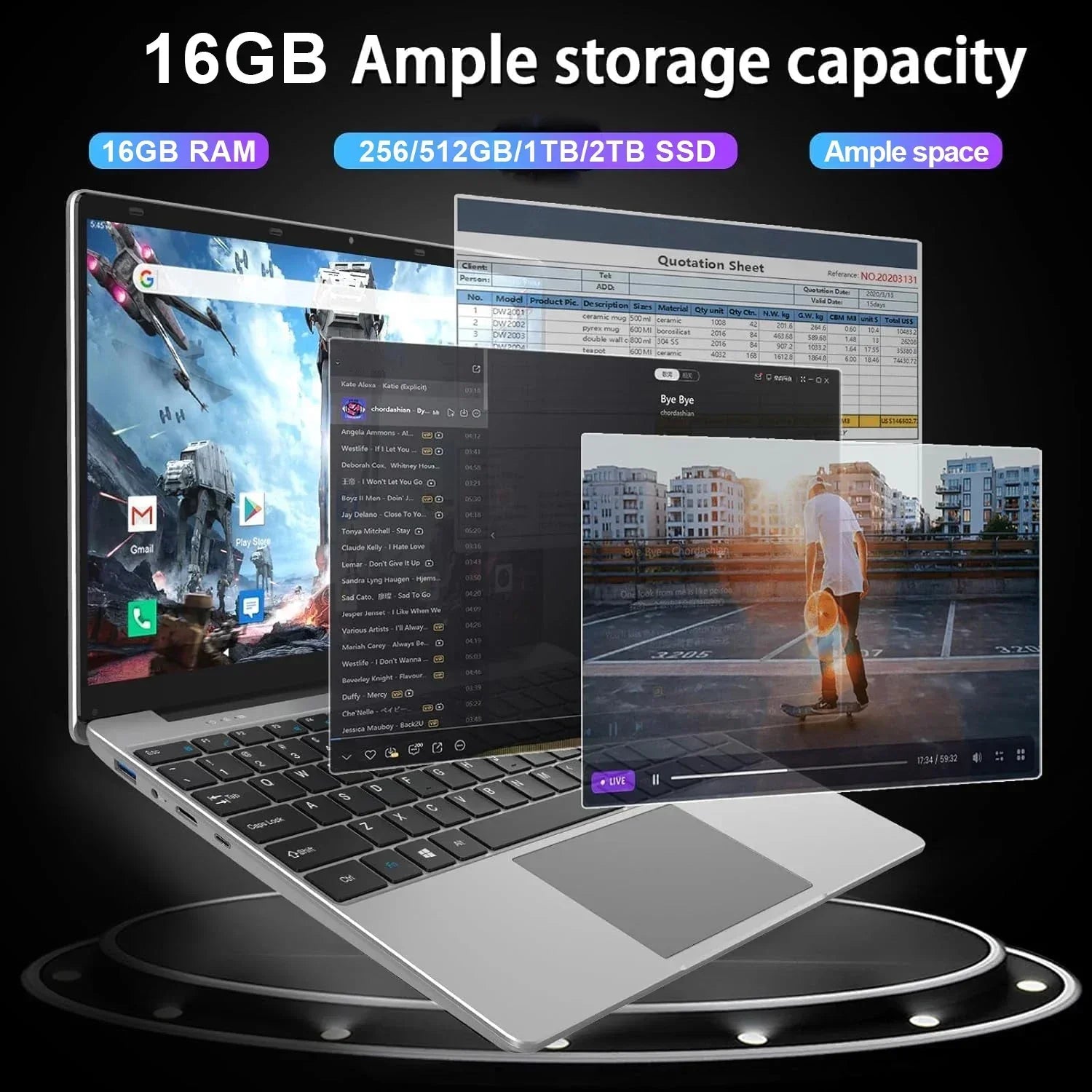 14.1 Inch Intel Core i9 10980HK Windows 11 Pro Laptop 32GB DDR4 2TB SSD Gaming Office PC Gamer Portable Notebook