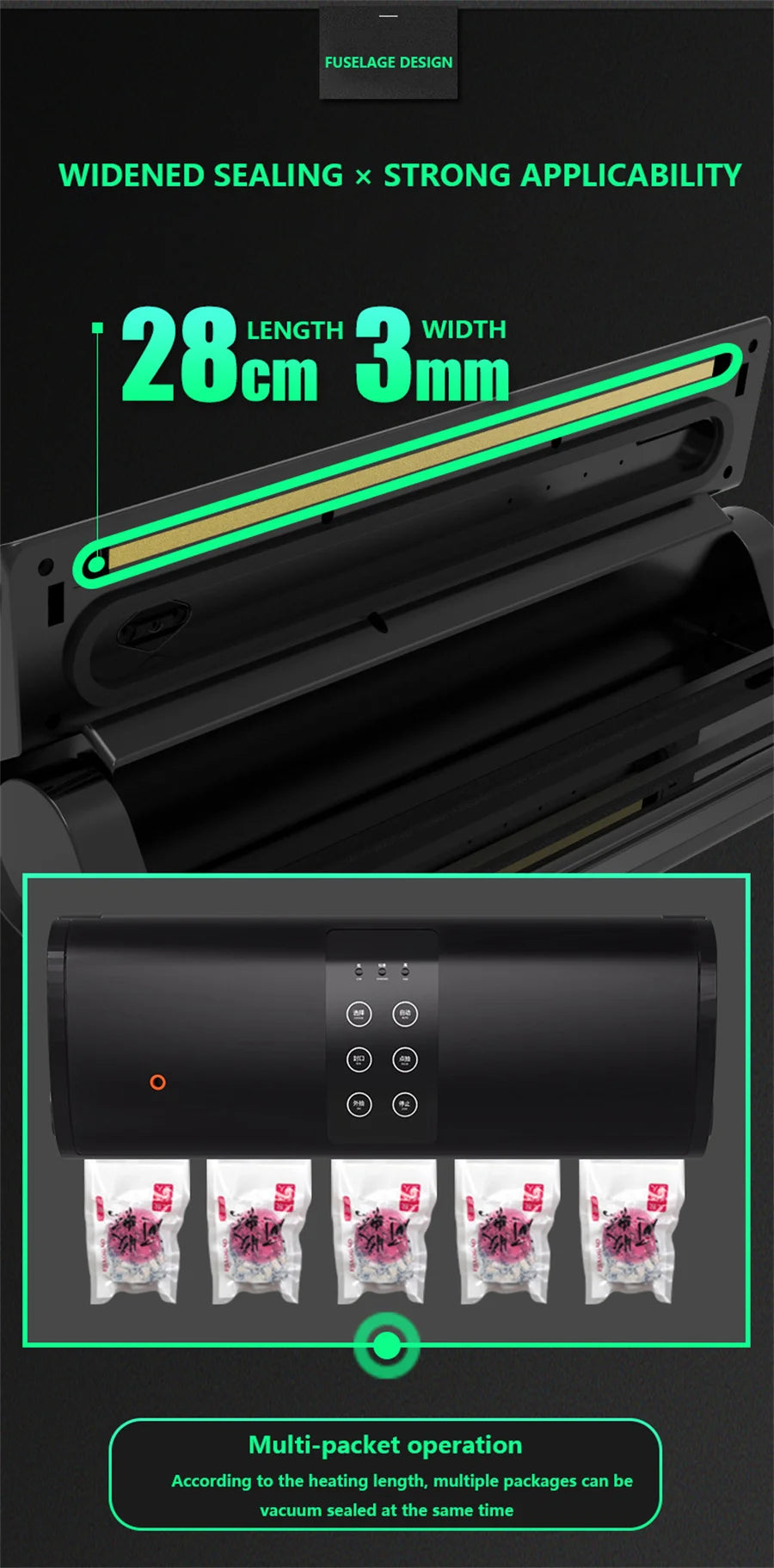 Electric Food Vacuum Sealer 110V/220V Automatic Household Kitchen Dry Wet Mode Plastic Packaging Sealer for Kitchen