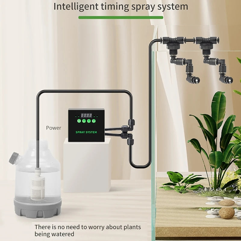 Water Plant Aquarium Rainforest Fish Tank Plant Timing Sprayer Reptile Humidification Intelligent Sprayer System Kit EU