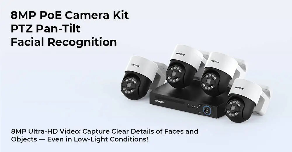 H.view 8Ch 4K 5MP 8MP Cctv Security Camera System Ptz Home Video Surveillance Kit Outdoor Ip Camera Humanoid Detection