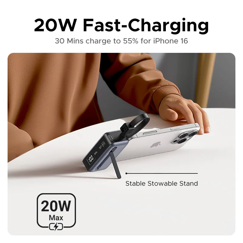 5000mAh Portable Fast Charging Power Bank with Integrated Kickstand Tidesmit