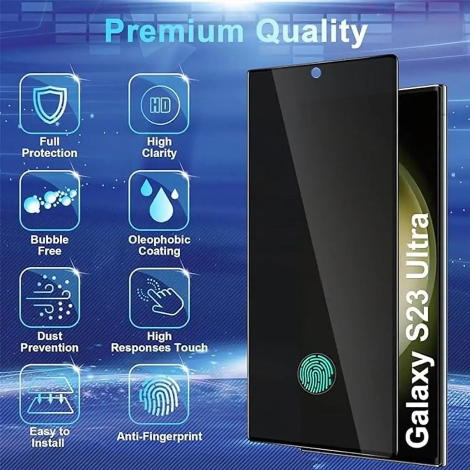 Privacy Screen Protector for Samsung Galaxy S24 Ultra - 9H Tempered Glass Tidesmit