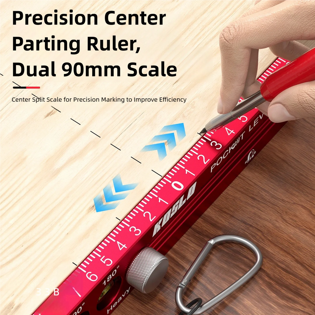 TINSOL Multi-functional Magnetic Marking Ruler Aluminum Alloy Ruler with Level Marking, Metric and Imperial, for Woodworking