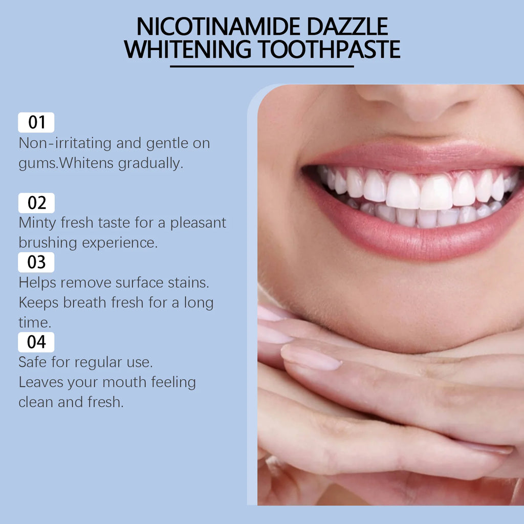 Tidesmit Niacinamide whitening toothpaste for deep cleansing, stain removal, and fresh breath oral care.