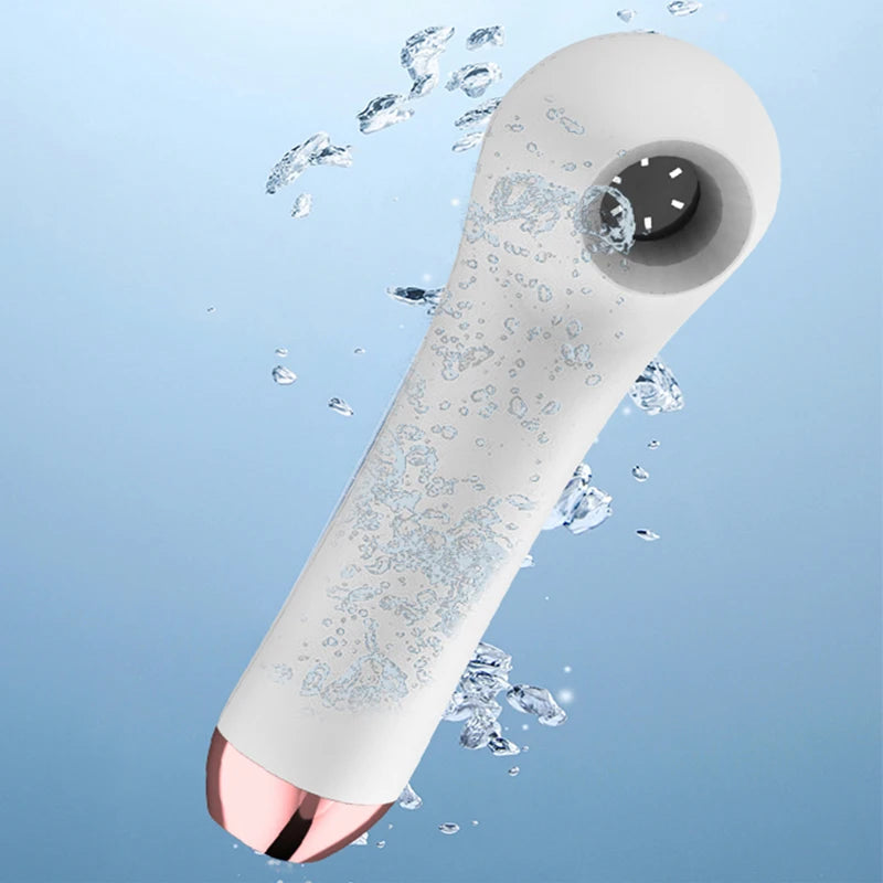 White and rose gold HD scalp and skin analyzer magnifier wand for professional hair follicle and facial testing.