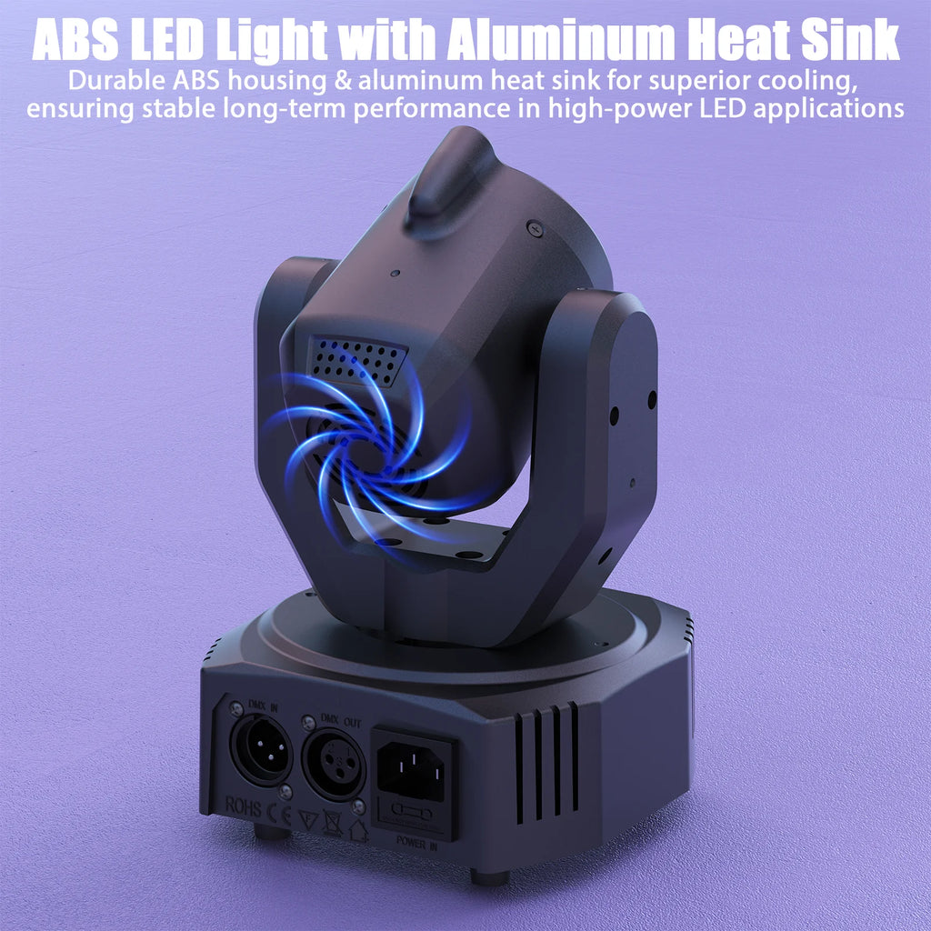 U'King Mini 30W Beam Pattern Moving Head Light RGB DMX Sound Activated Strobe Effect Stage Light for DJ Disco Party Christmas