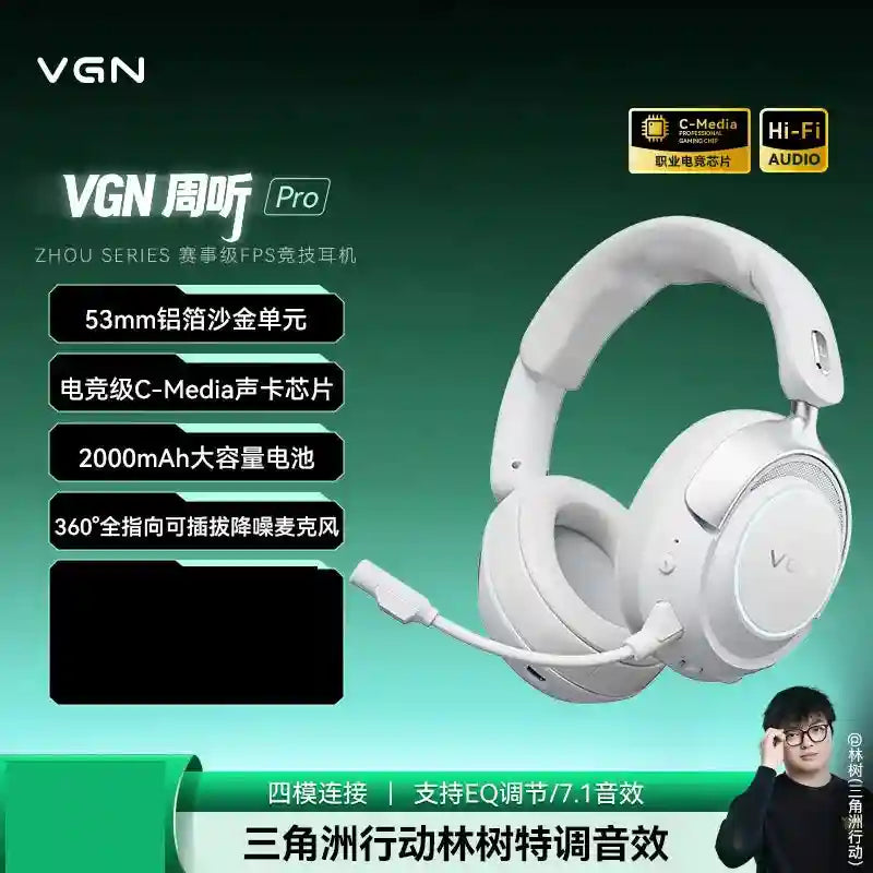 Wireless Gaming Headset with Active Noise Cancellation - Tidesmit Pro Pro White Tidesmit