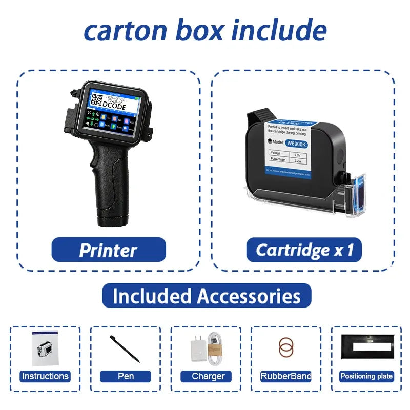 DCODE XTMINI 12.7mm Handheld Inkjet Printer Portable Printers Text QR Barcode Batch Number Logo Image Date Printing Machine