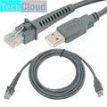 Grey USB barcode scanner cable with RJ45 and USB-A connectors, 2m length