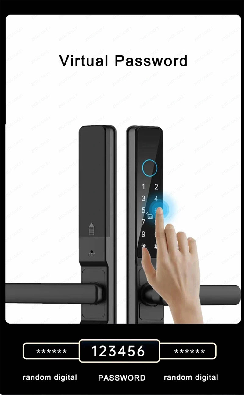 Slim 3.5cm Waterproof Aluminum Smart Door Lock with TTLock Bluetooth Fingerprint Password IC Card APP Control for Sliding Doors