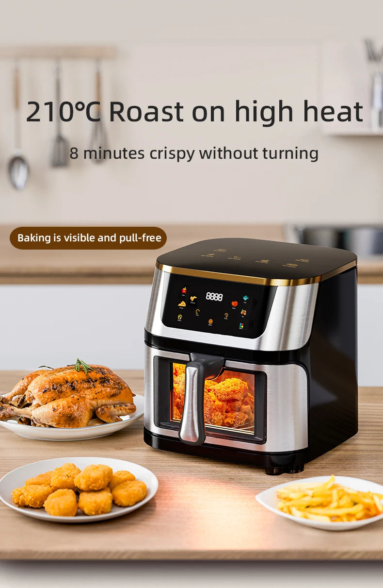 10L 10L Electric Air Fryer with Adjustable Tempera Large Capacity Air Fryers with Viewing Window & Touchscreen For Home