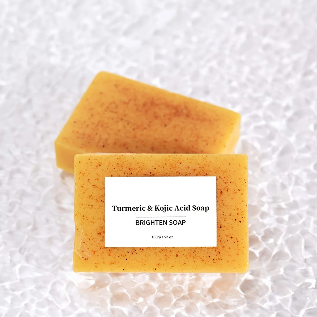 2pcs/100g Turmeric Kojic Acid Scrub Soap, Ginger Handmade Cold Soap, Bath and Face Soap