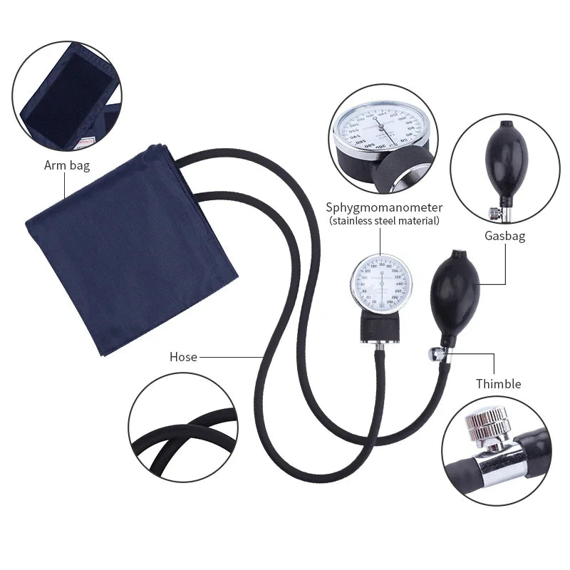 JUSTLANG Medical Manual Blood Pressure Monitor BP Cuff Upper Arm Aneroid Sphygmomanometer Tonometer Meter Tester Device