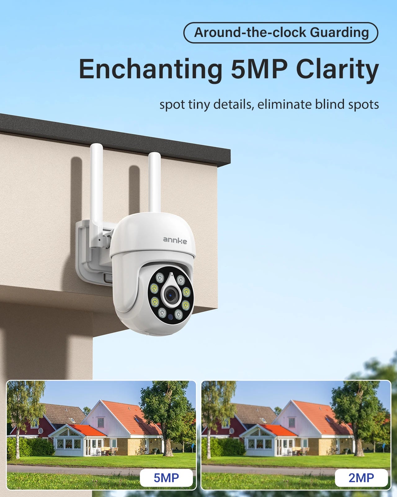ANNKE Smartest 5MP Super HD PT Camera Security POE Camera 8X Digital Zoom Surveillance IP Camera With Detection Audio Record