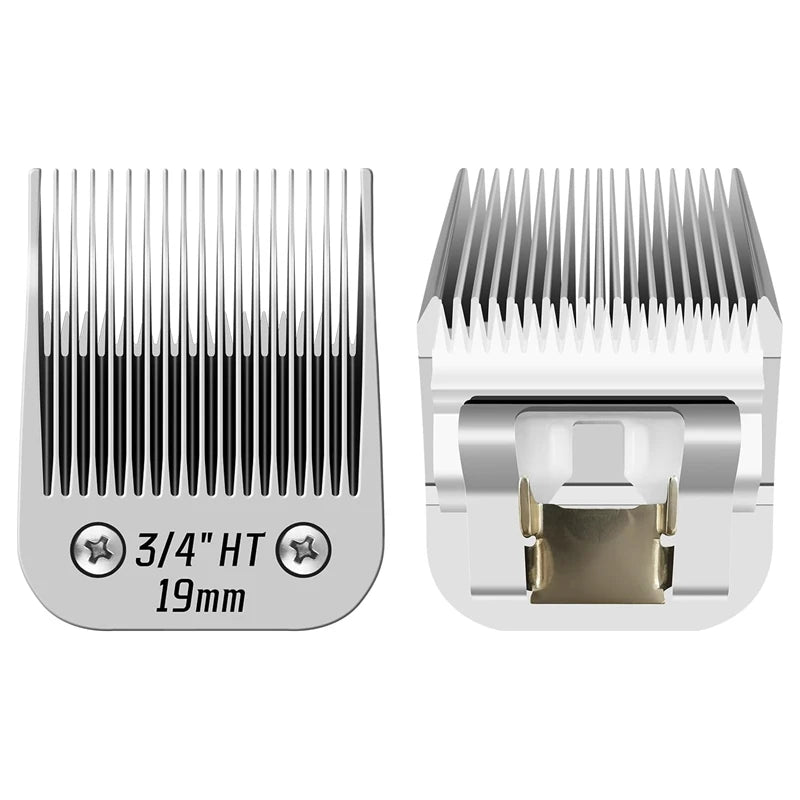 3/4" HT detachable ceramic pet hair clipper blade for Andis, Oster A5, and Wahl KM series for professional dog grooming.