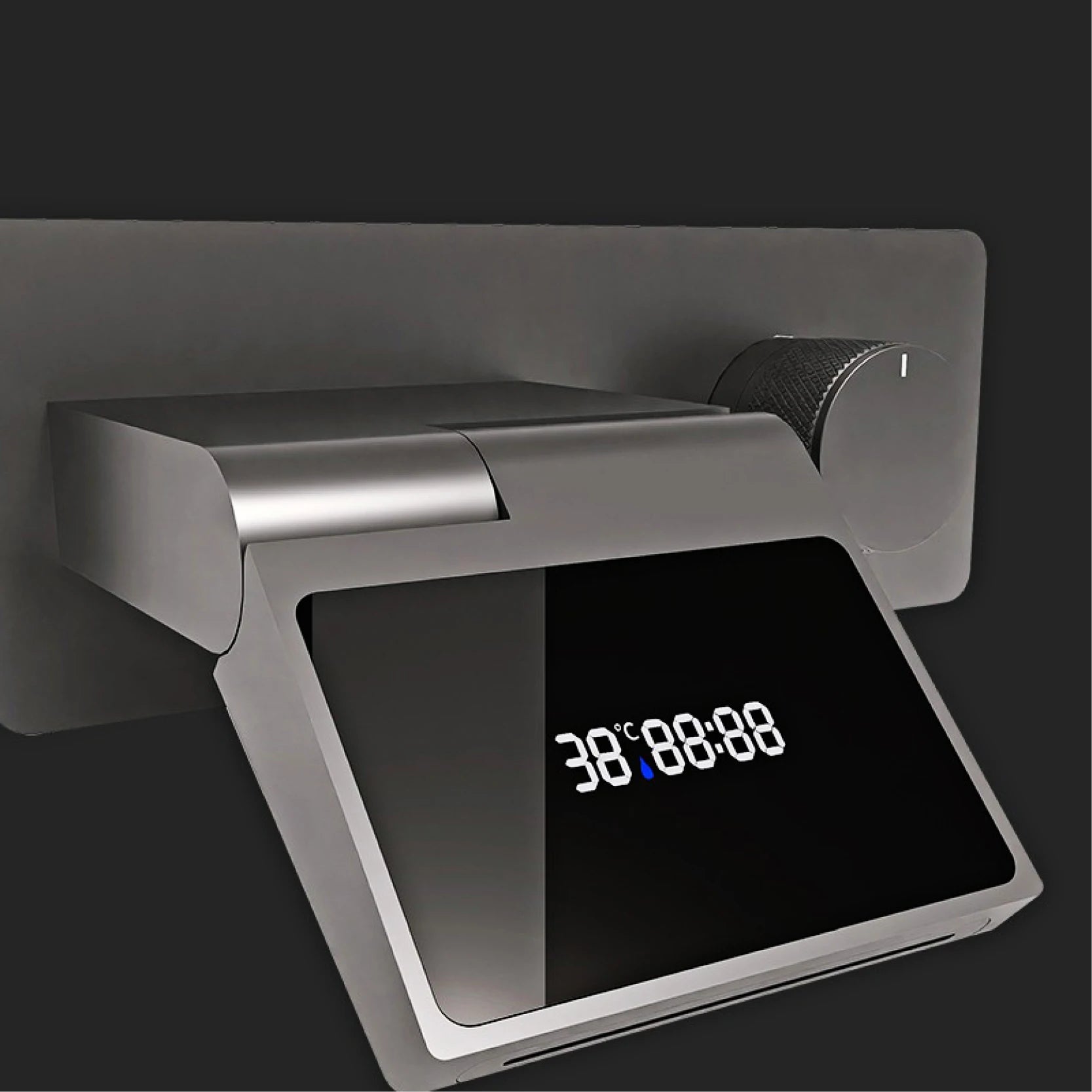 Luxury Gun Gray Brass Wall Mounted Bathroom Faucet with LED Digital Display Single Handle Hot & Cold Water Embedded Bathroom Tap