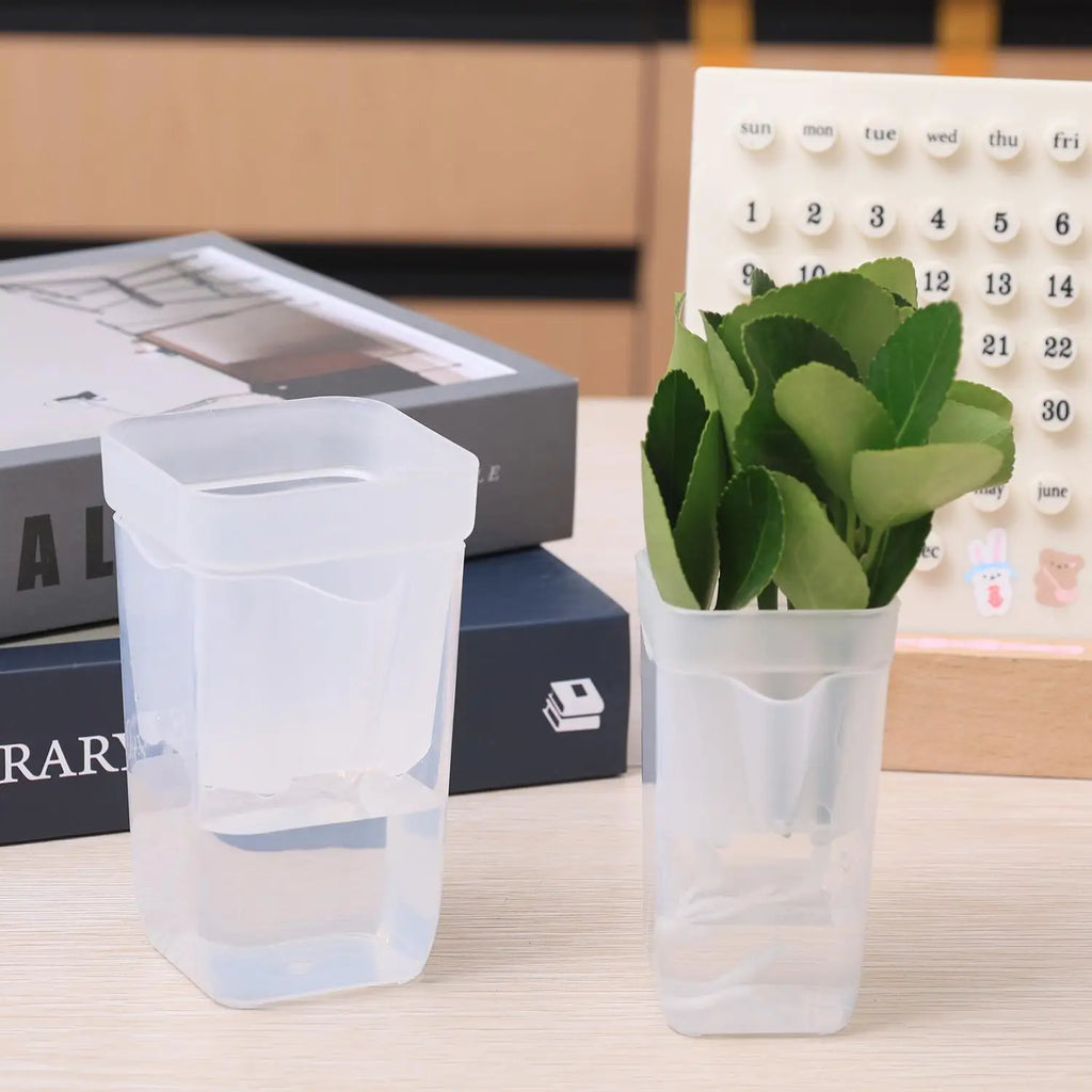 Double Layer Self Watering Planter Drainage Holes Flower Plant Pot Clear Seedling Propagation Container Desktop Garden Supplies