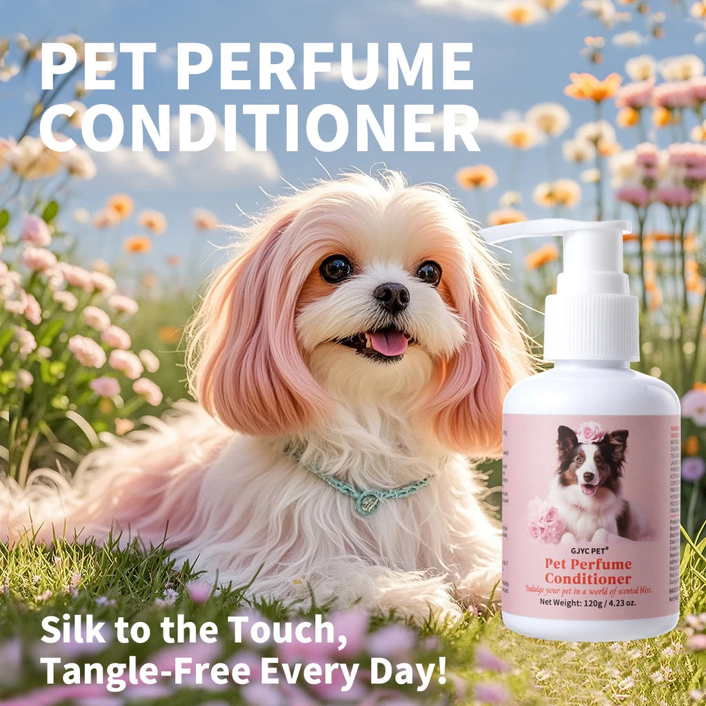 Natural pet conditioner for dogs and cats. Hydrating, detangling formula for a soft, shiny, and fresh-scented coat.