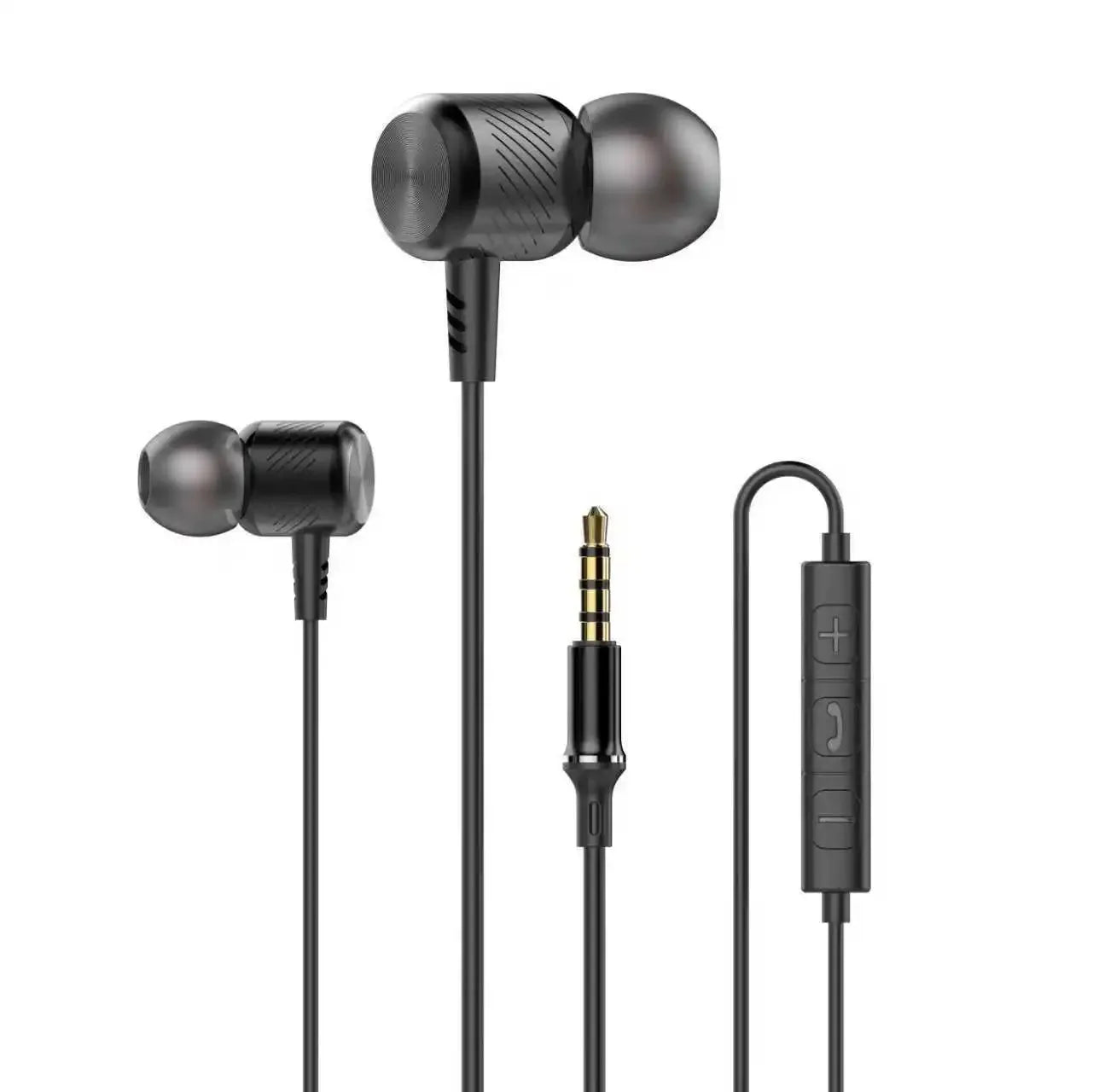 Wired Metal In-Ear Headphones with Mic by Tidesmit - 6 Variants 3.5mm Black Tidesmit